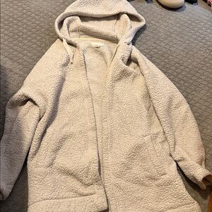 American Eagle Outfitters Cream Teddy Jacket